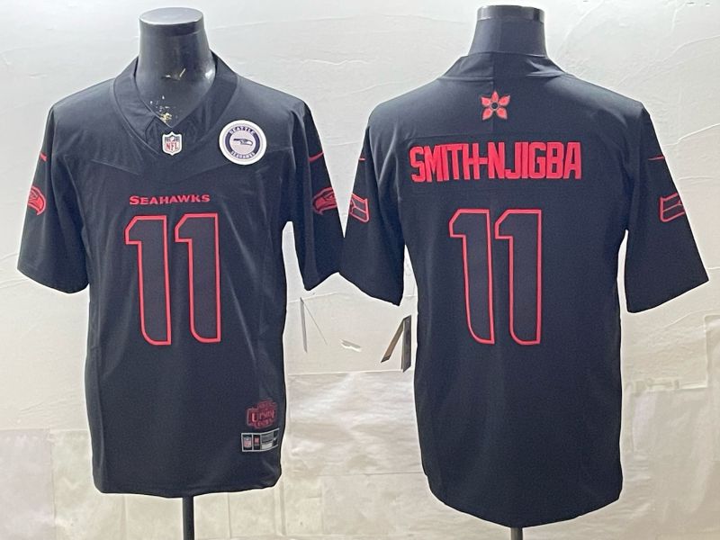 Men 2026 Seattle Seahawks #11 Smith-Hjigba Black 4th generations Nike Limited NFL Jersey style 006